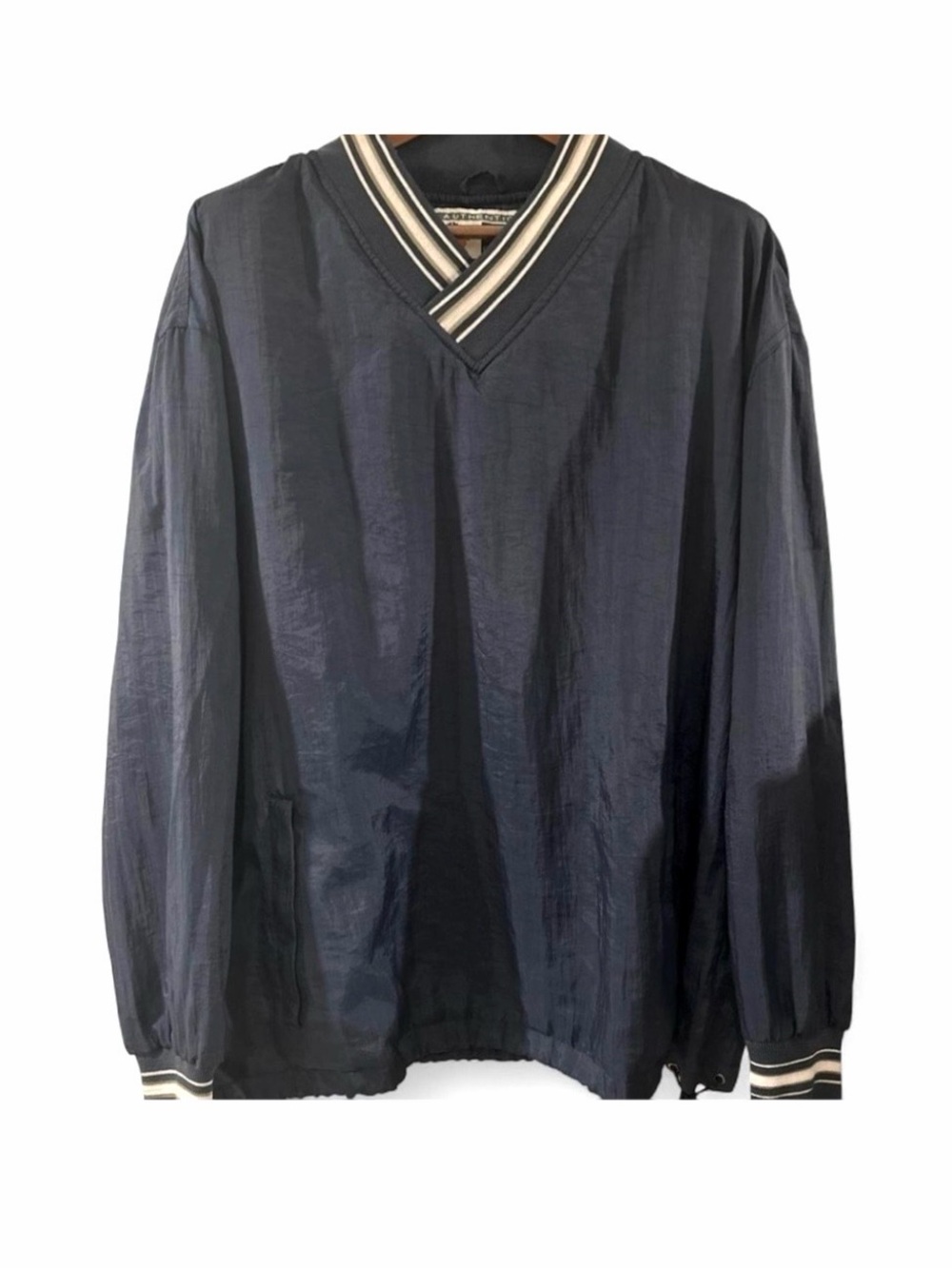 VTG Men’s Navy Blue Nylon Windbreaker Pullover Size Large